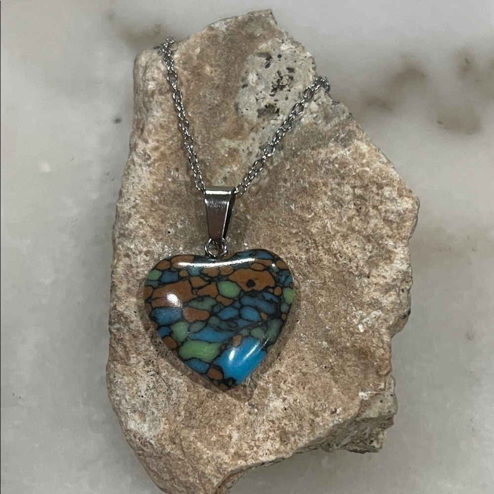 Polished Blue Moon Turquoise Stone Pendant Necklace
